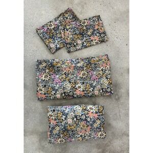 Natural Life Queen Sheet Set Grey Cora Floral Fitted Flat 2 Pillowcases